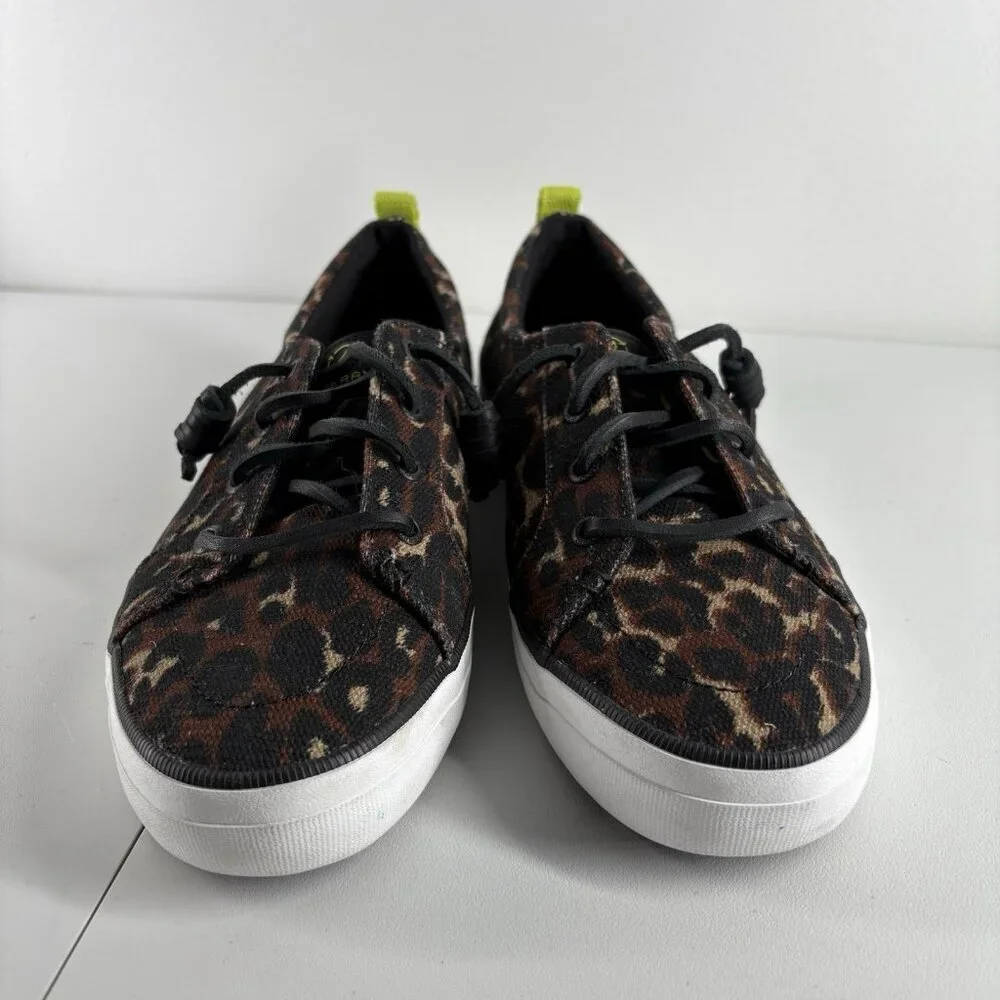 Sperry Women Size 7 Cheetah Print Casual Slip-On Crestvibe Seacycled Sneakers
